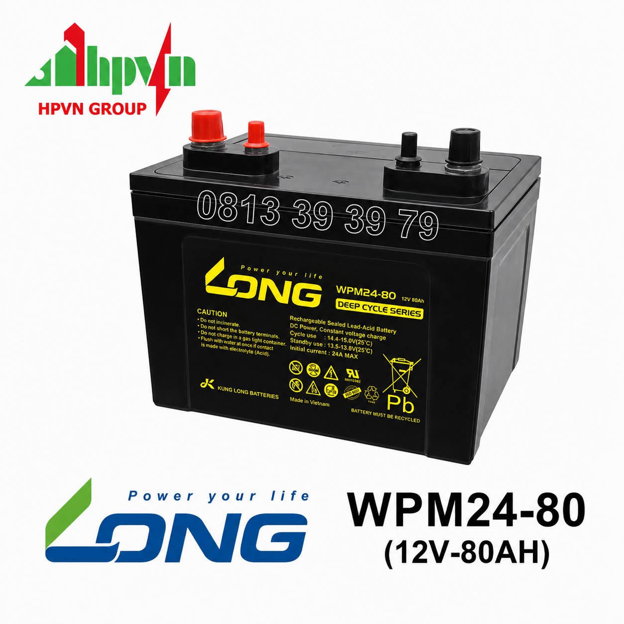 Ắc Quy Long WPM24-80 (12V-80Ah) Chính Hãng