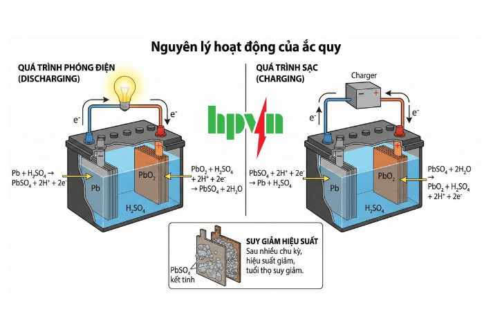 Nguyên lý hoạt động của ắc quy ô tô 