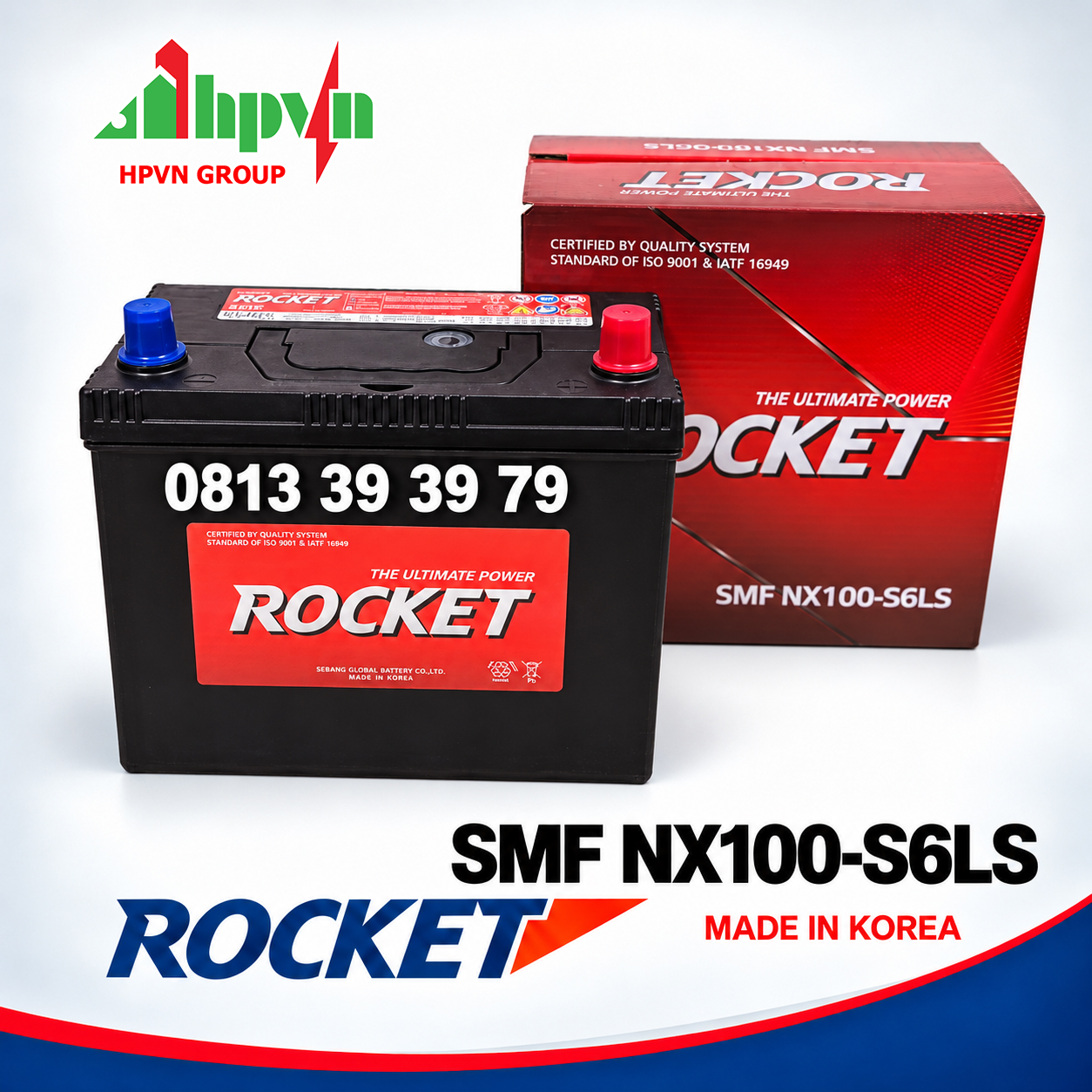 Ắc Quy Rocket NX100-S6 / NX100-S6L / NX100-S6LS (12V - 45Ah)