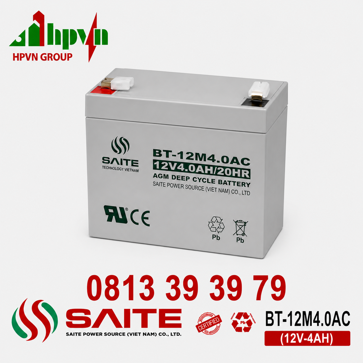 Ắc Quy Saite BT-12M4.0AC (12V-4Ah)