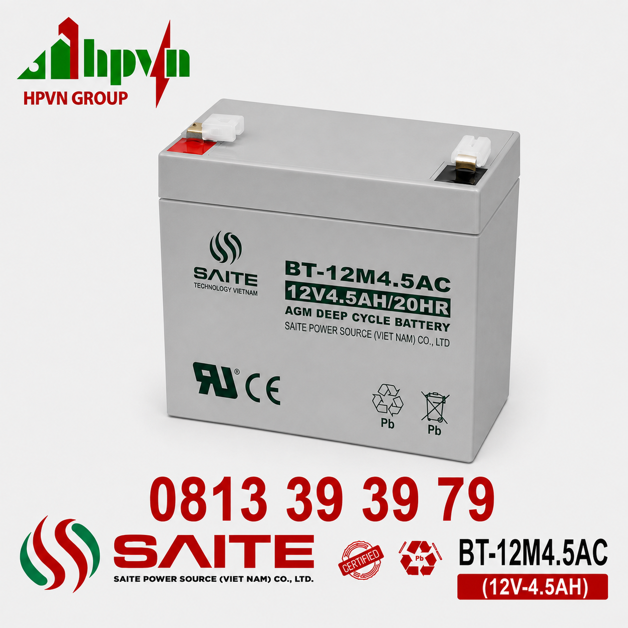 Ắc Quy Saite BT-12M4.5AC (12V-4.5Ah)