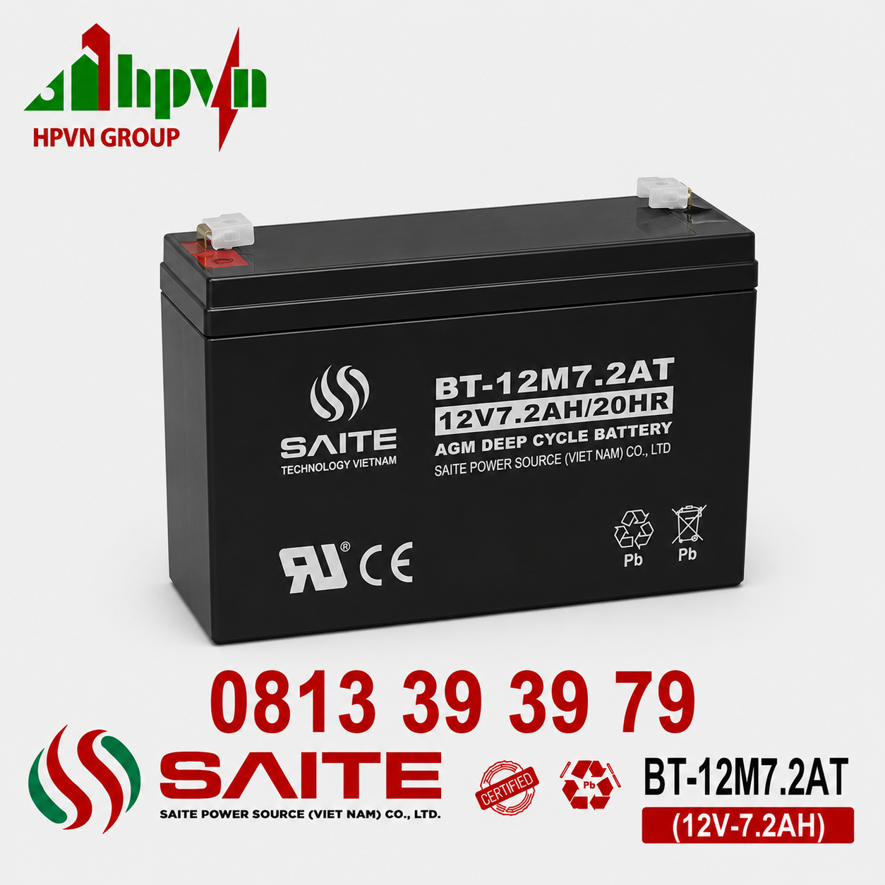 Ắc Quy Saite BT-12M7.2AT (12V-7.2Ah)