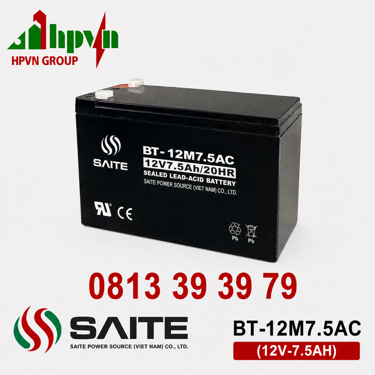 Ắc Quy Saite BT-12M7.5AC (12V-7.5Ah)