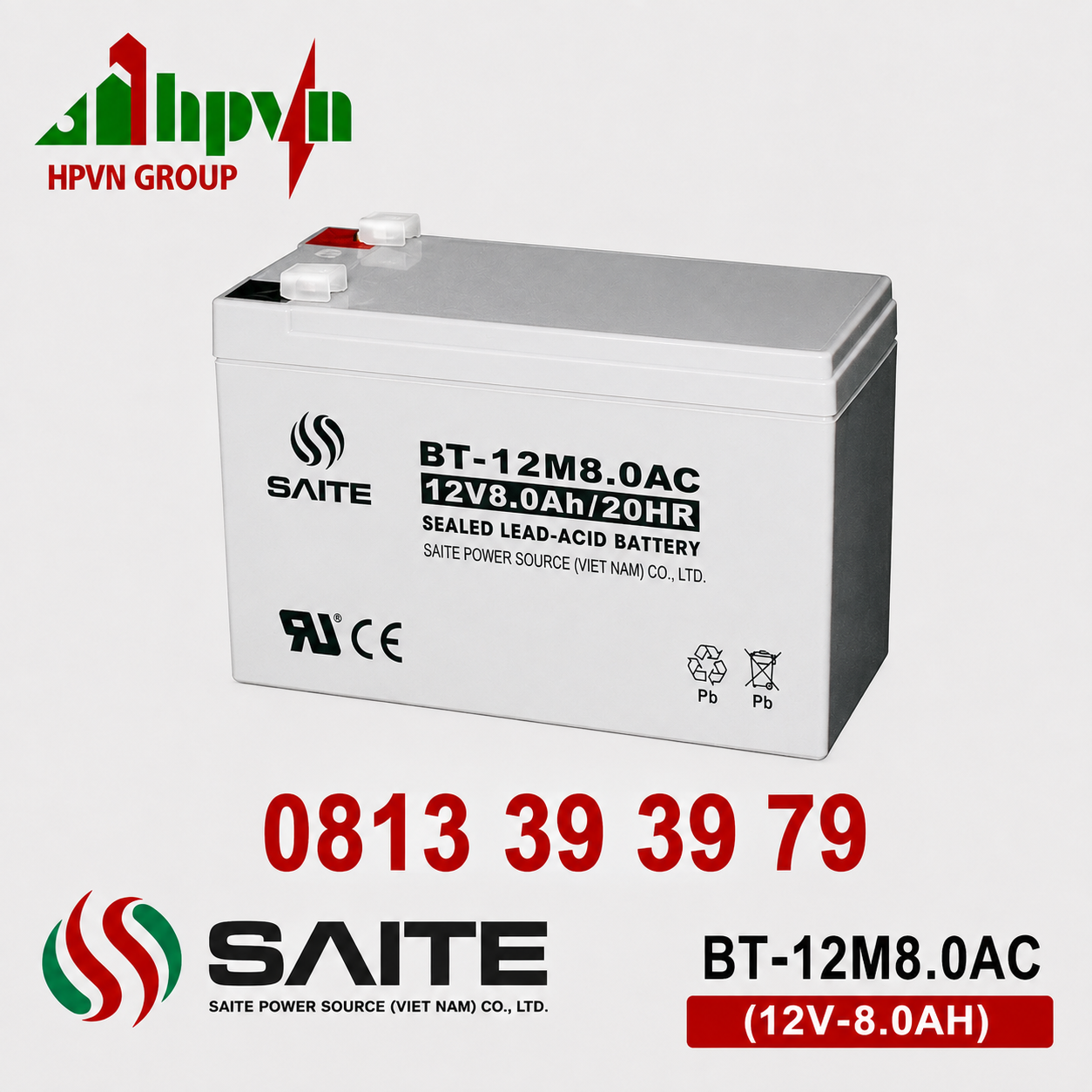 Ắc Quy Saite BT-12M8.0AC (12V-8Ah)