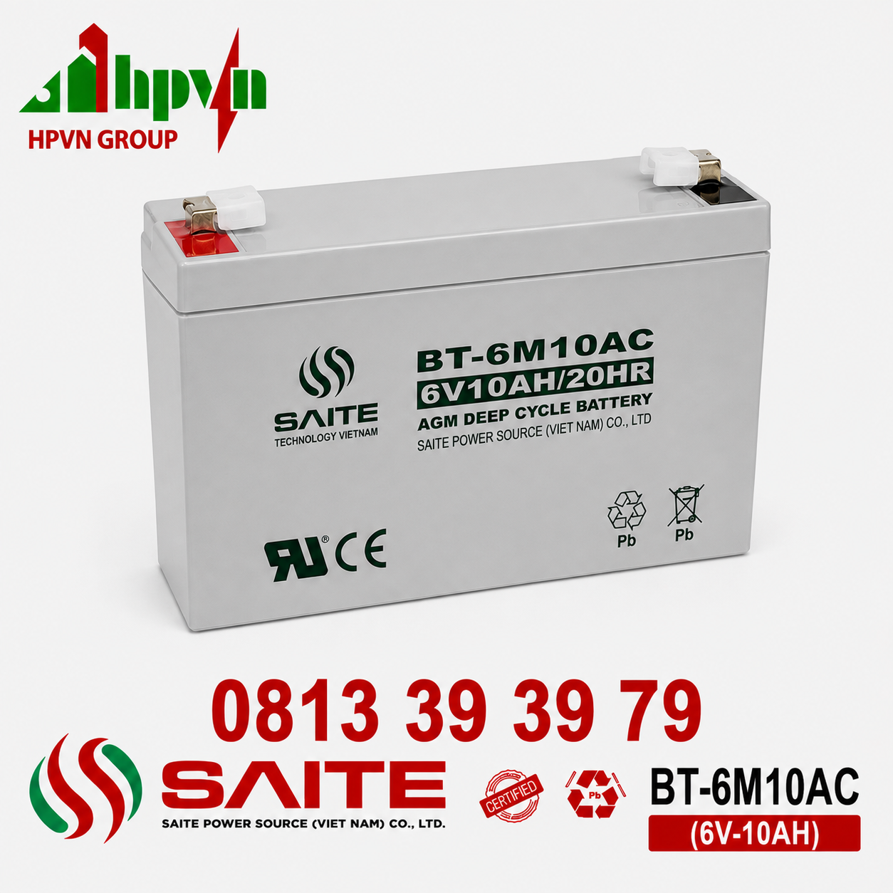 Ắc Quy Saite BT-6M10AC (6V-10Ah)