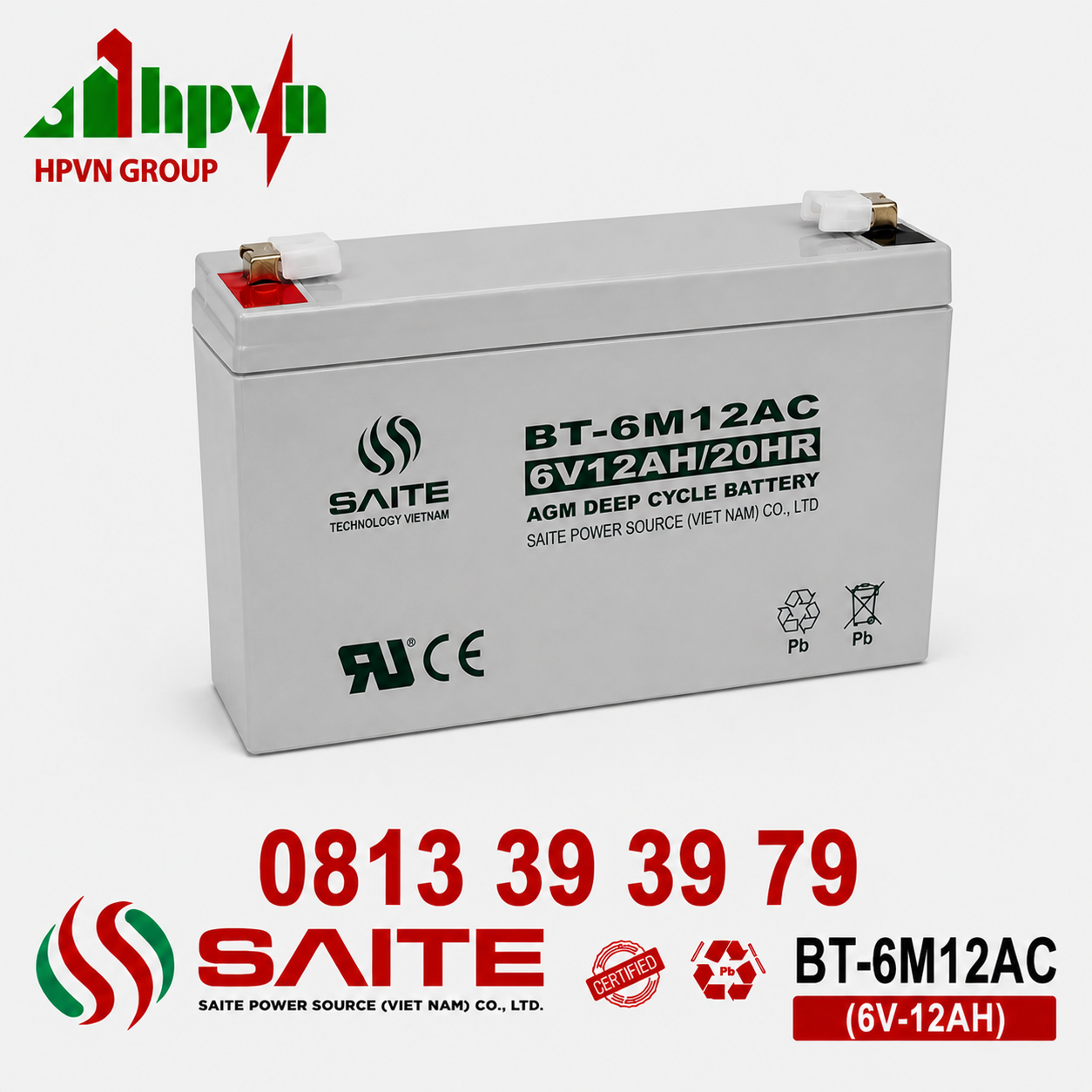 Ắc Quy Saite BT-6M12AC (6V-12Ah)