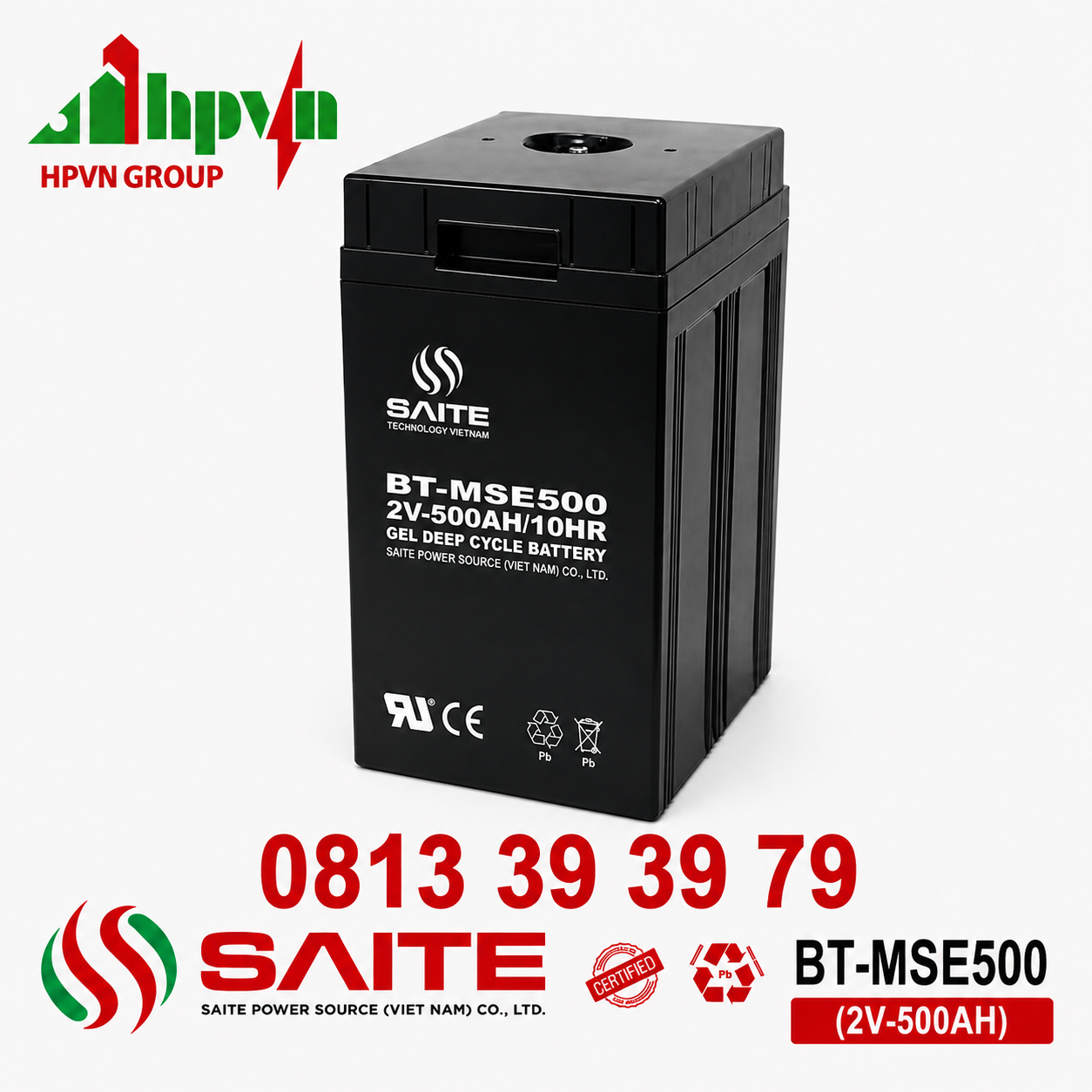 Ắc Quy Saite BT-MSE-500 (2V-500Ah)
