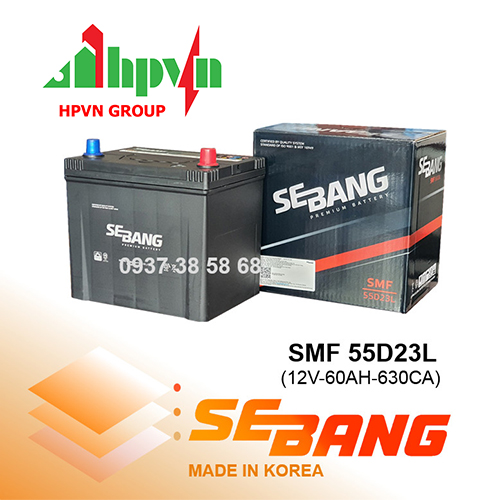 Ắc Quy Sebang SMF 55D23L (12V-60Ah) 