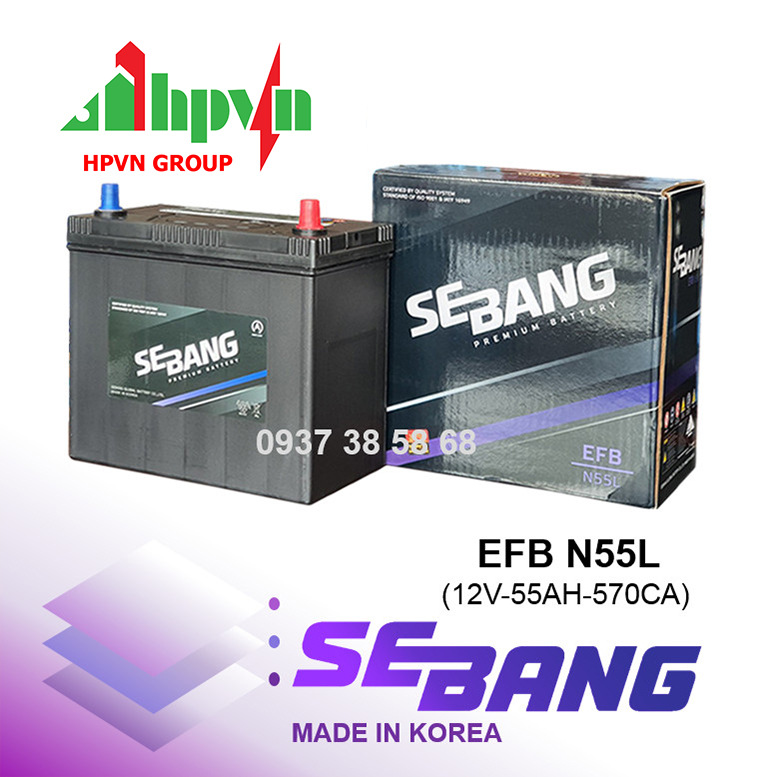 Ắc Quy Sebang EFB N55L (12V-55Ah)