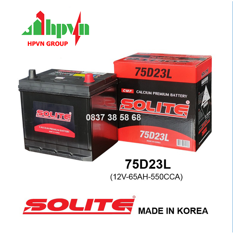 BÌNH ẮC QUY SOLITE 75D23L (12V-65AH)