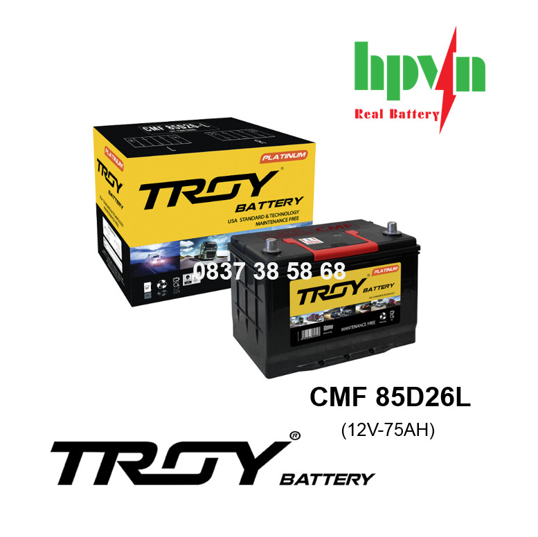 BÌNH ẮC QUY TROY CMF 85D26L (12V-75AH)