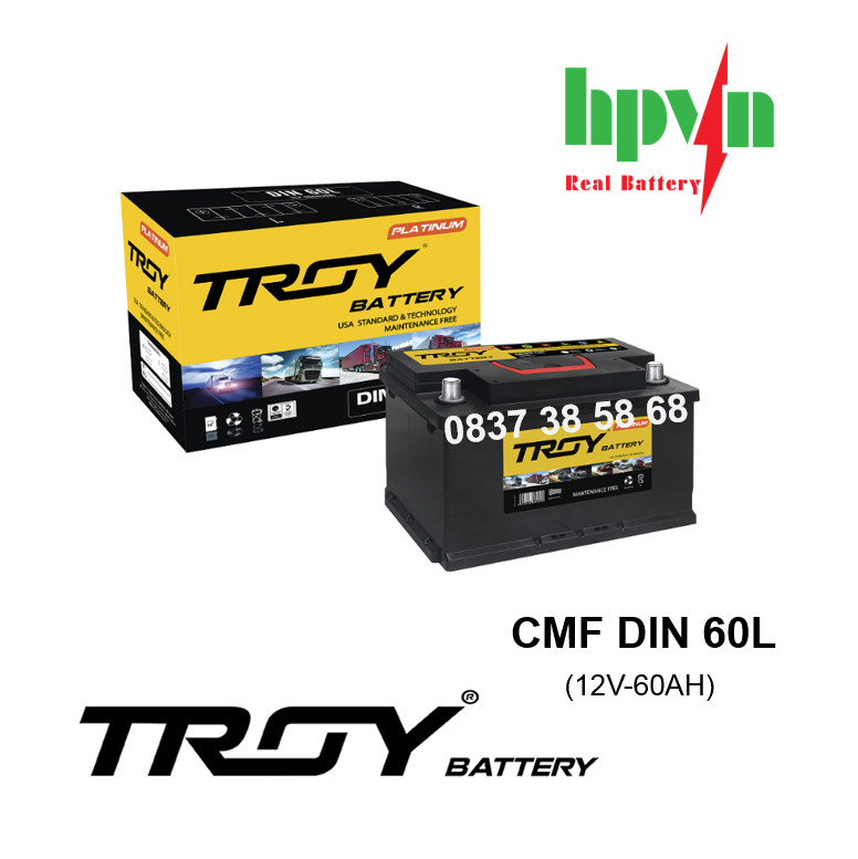 BÌNH ẮC QUY TROY CMF DIN60L (12V-60AH)