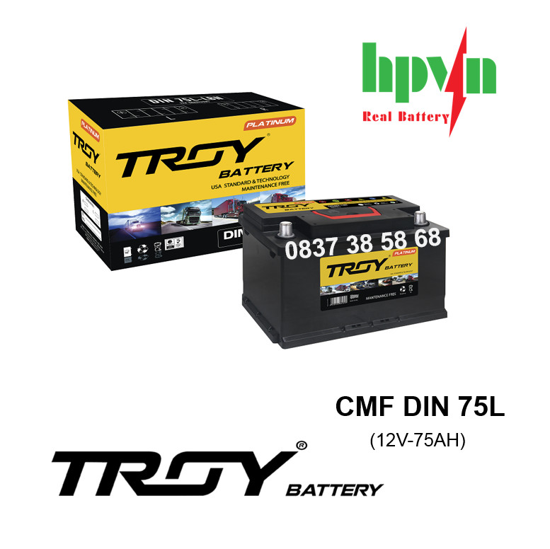 BÌNH ẮC QUY TROY CMF DIN75L (12V-75AH)