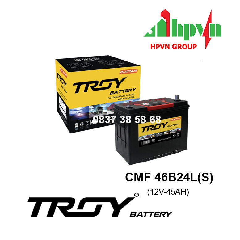 BÌNH ẮC QUY TROY CMF 46B24LS (12V-45AH)