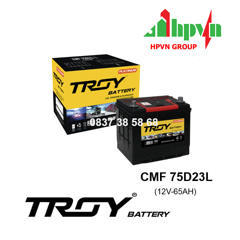 BÌNH ẮC QUY TROY CMF 75D23L (12V-65AH)