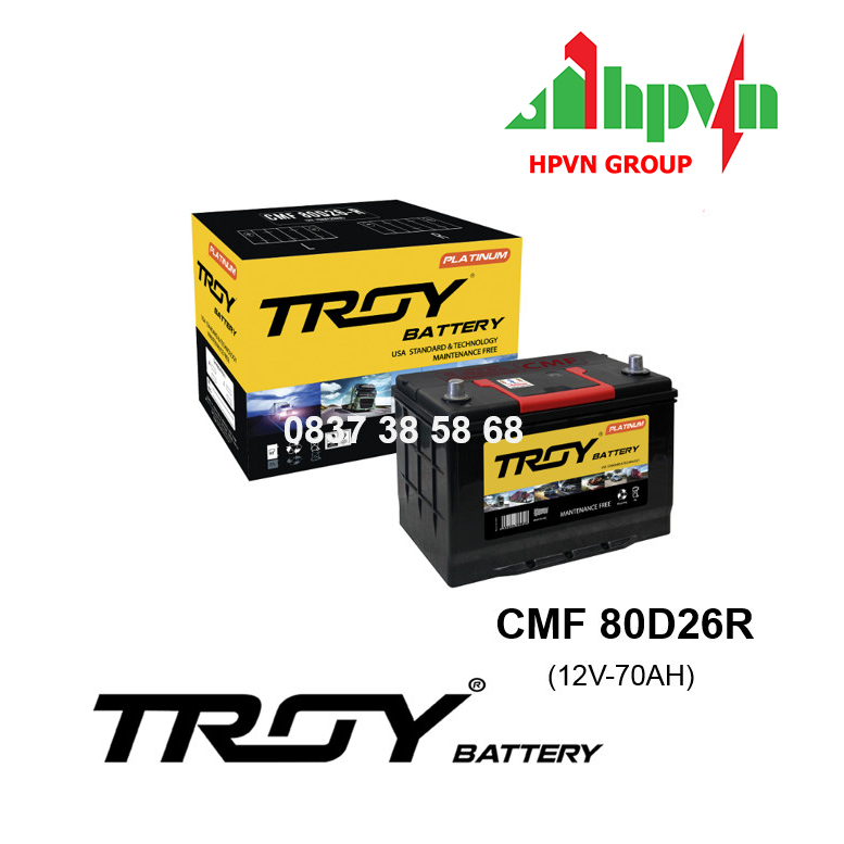 BÌNH ẮC QUY TROY CMF 80D26R (12V-70AH)