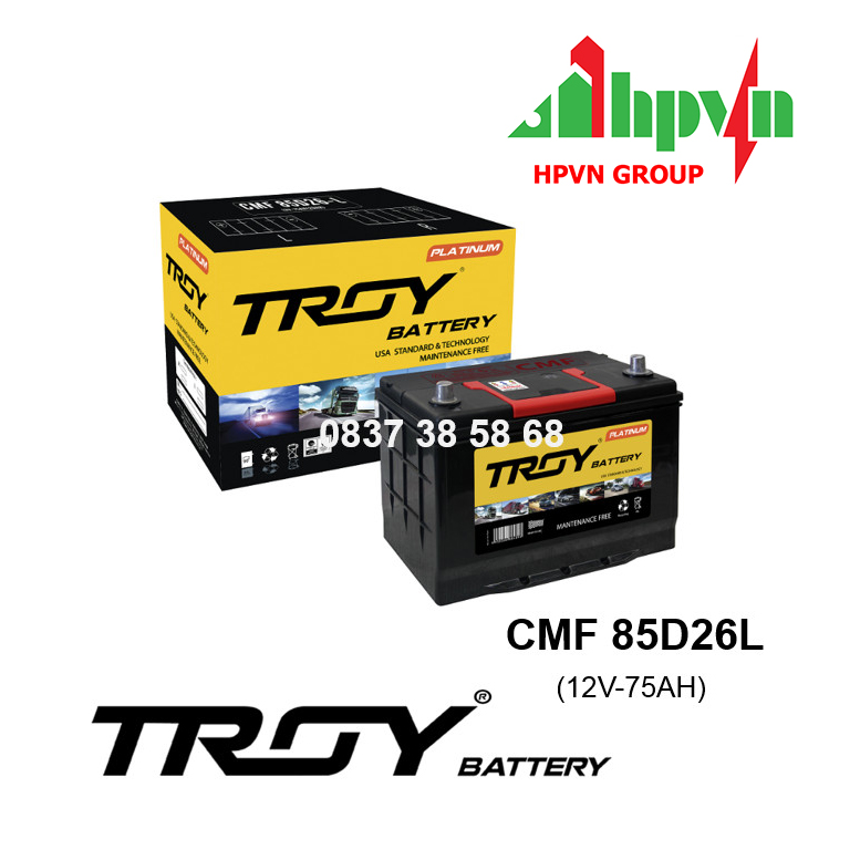 BÌNH ẮC QUY TROY CMF 85D26L (12V-75AH)