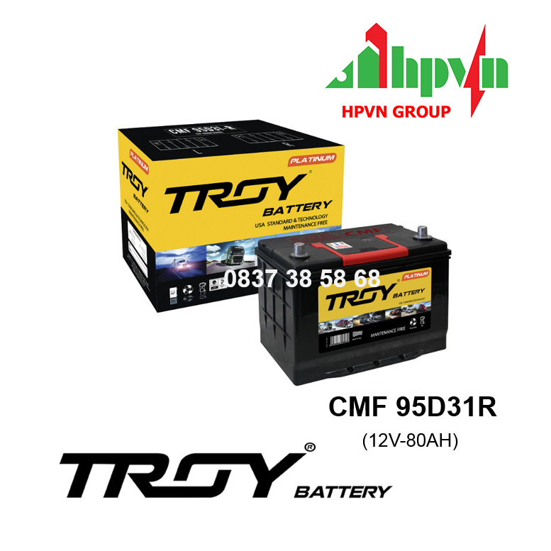 BÌNH ẮC QUY TROY CMF 95D31R (12V-80AH)