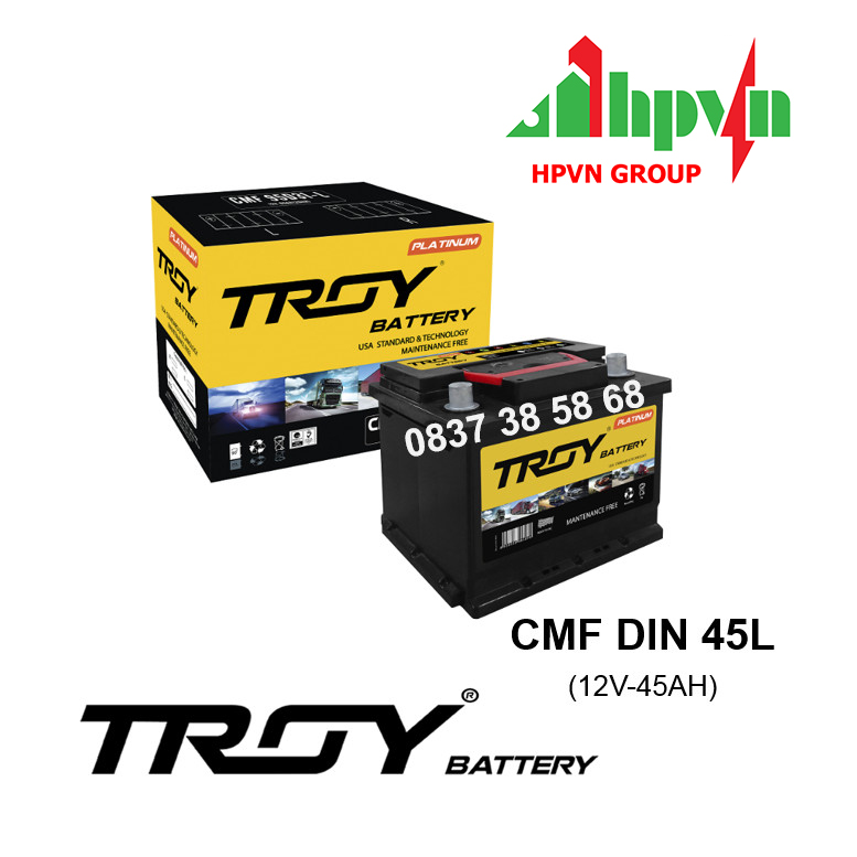BÌNH ẮC QUY TROY CMF DIN45L (12V-45AH)