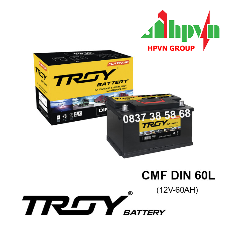 BÌNH ẮC QUY TROY CMF DIN60L (12V-60AH)