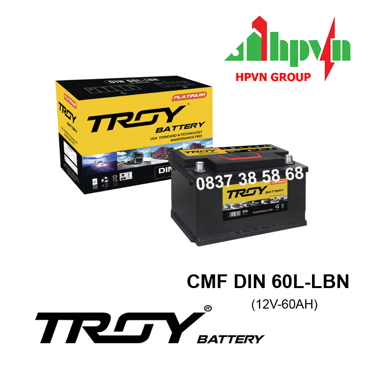 BÌNH ẮC QUY TROY CMF DIN60L-LBN (12V-60AH)