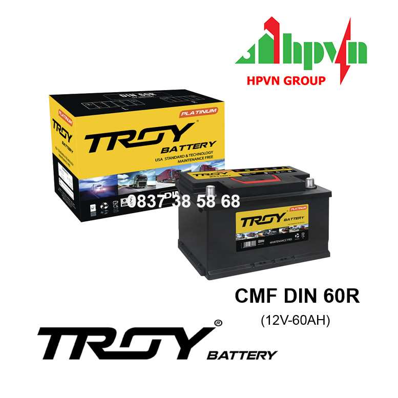 BÌNH ẮC QUY TROY CMF DIN60R  (12V-60AH)