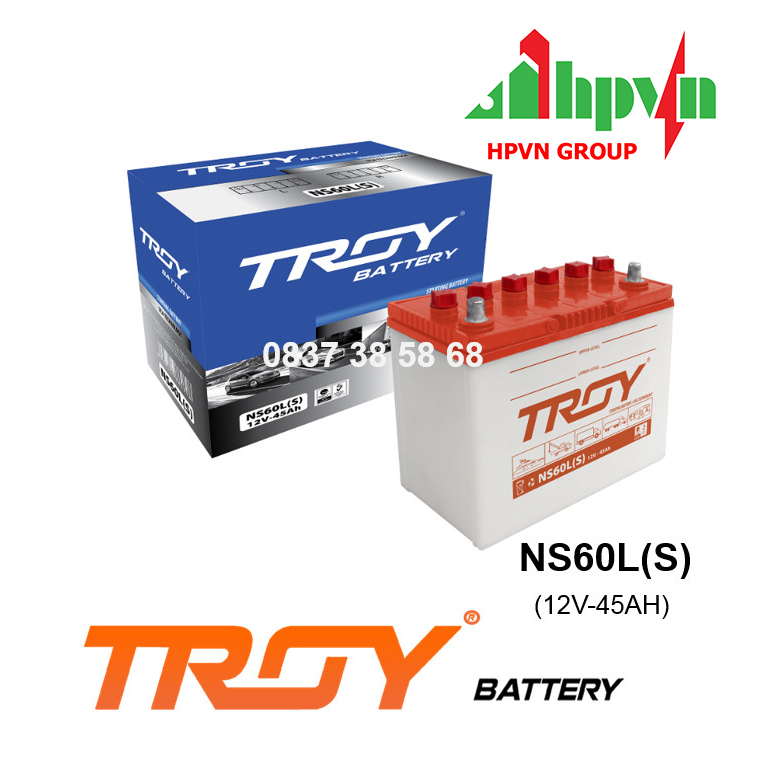 BÌNH ẮC QUY TROY NS60LS (12V-45AH)