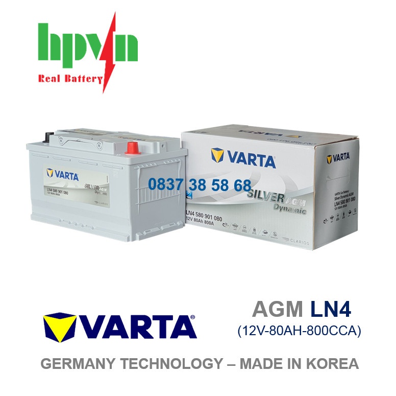 BÌNH ẮC QUY VARTA AGM LN4 (12V-80AH)