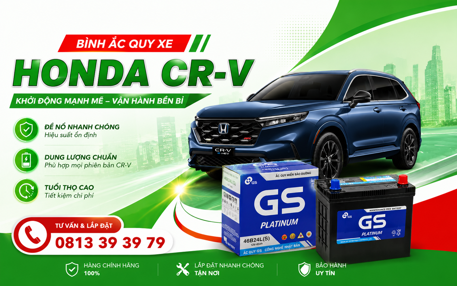 Bình ắc quy xe Honda CRV 