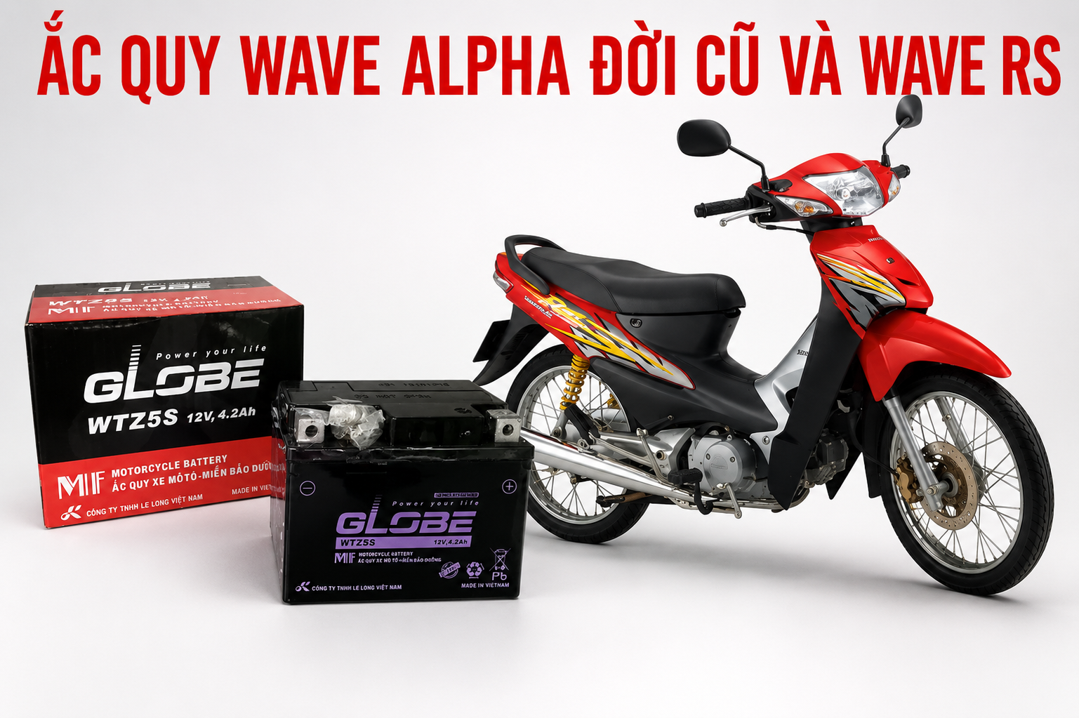 Bình ắc quy cho xe Wave RS