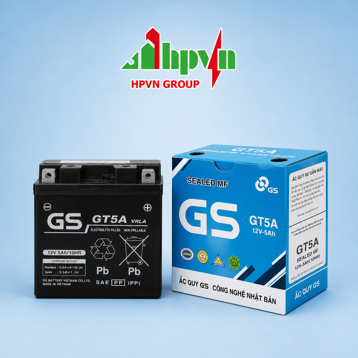 Bình GS GT5A 12V-5Ah dùng cho xe Yamaha Sirius 
