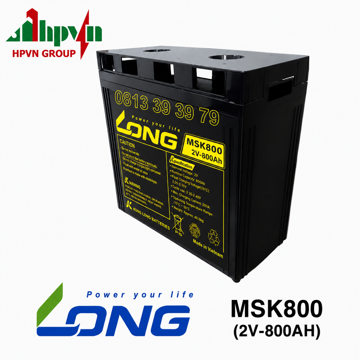 Binh Ắc Quy Long MSK800 (2V-800Ah)