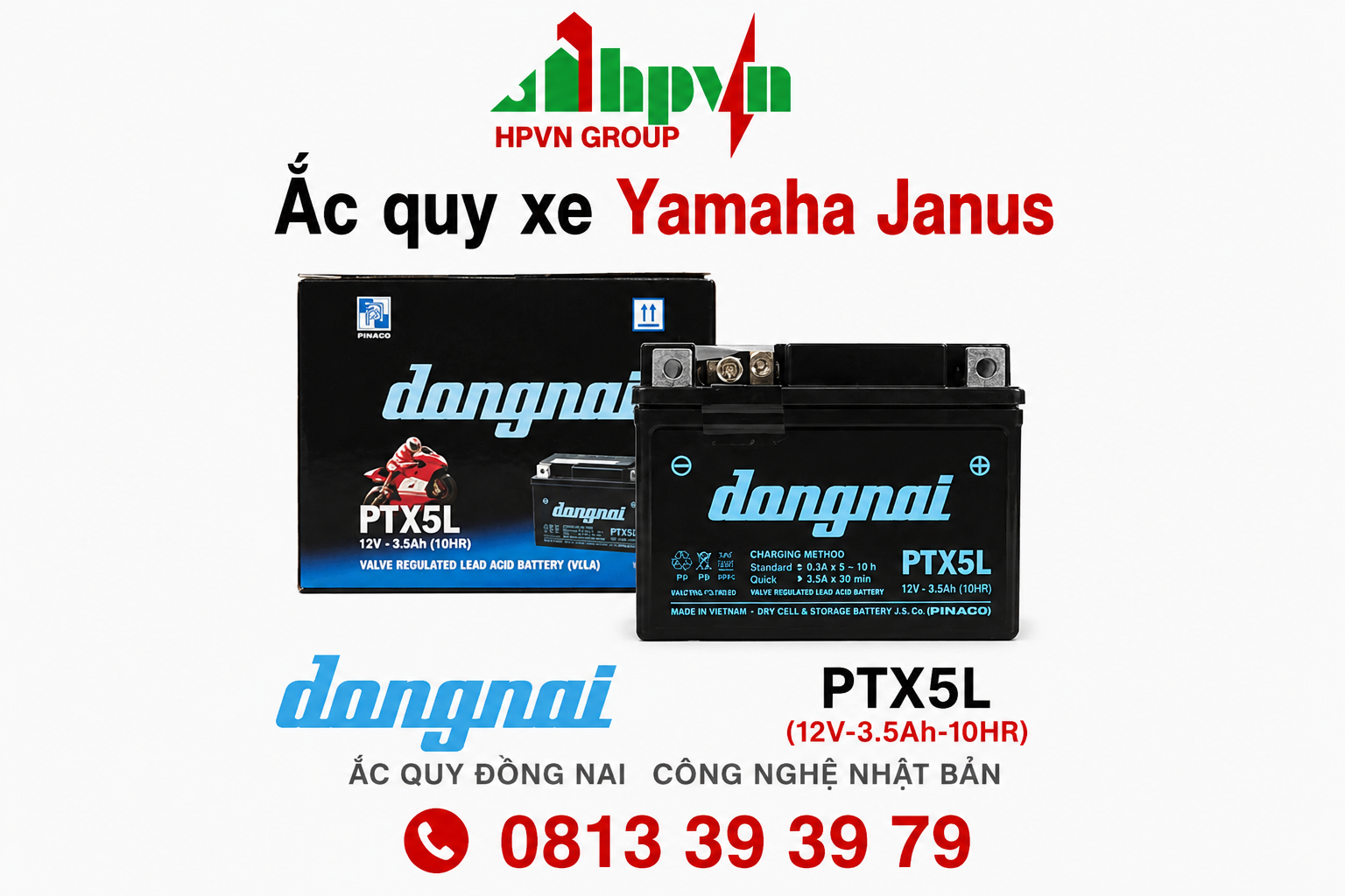 Bình ắc quy xe Yamaha Janus 