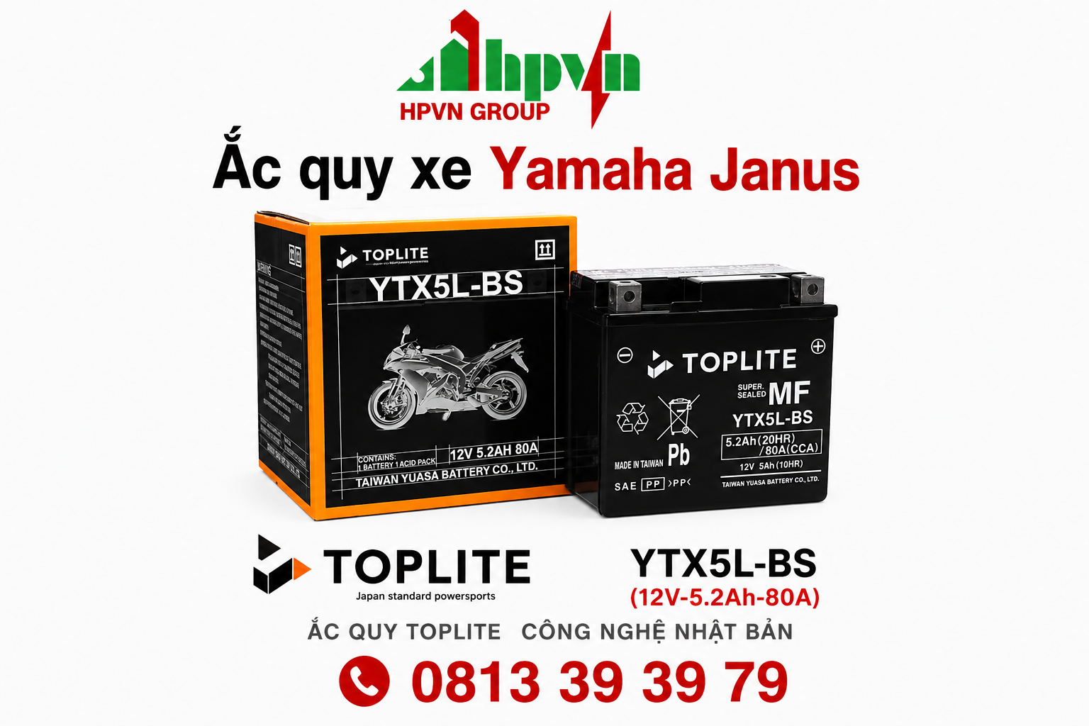Bình ắc quy xe Yamha Janus 1 