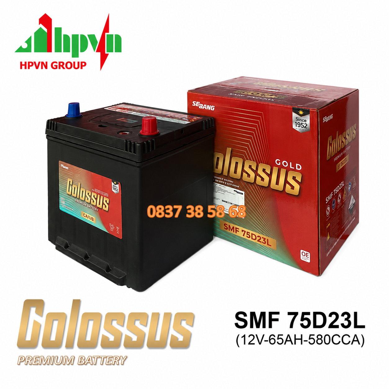 ẮC QUY COLOSSUS 75D23L (12V-65AH)