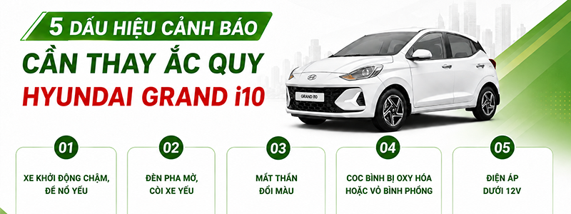 Dấu hiệu thay bình ắc quy cho xe Hyundai Grand I10 