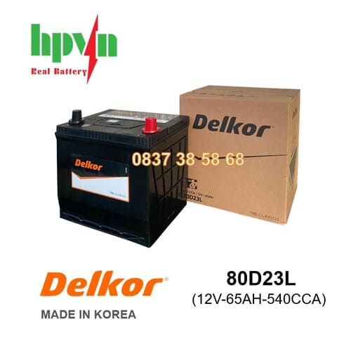 ẮC QUY DELKOR 80D23L (12V-65AH)