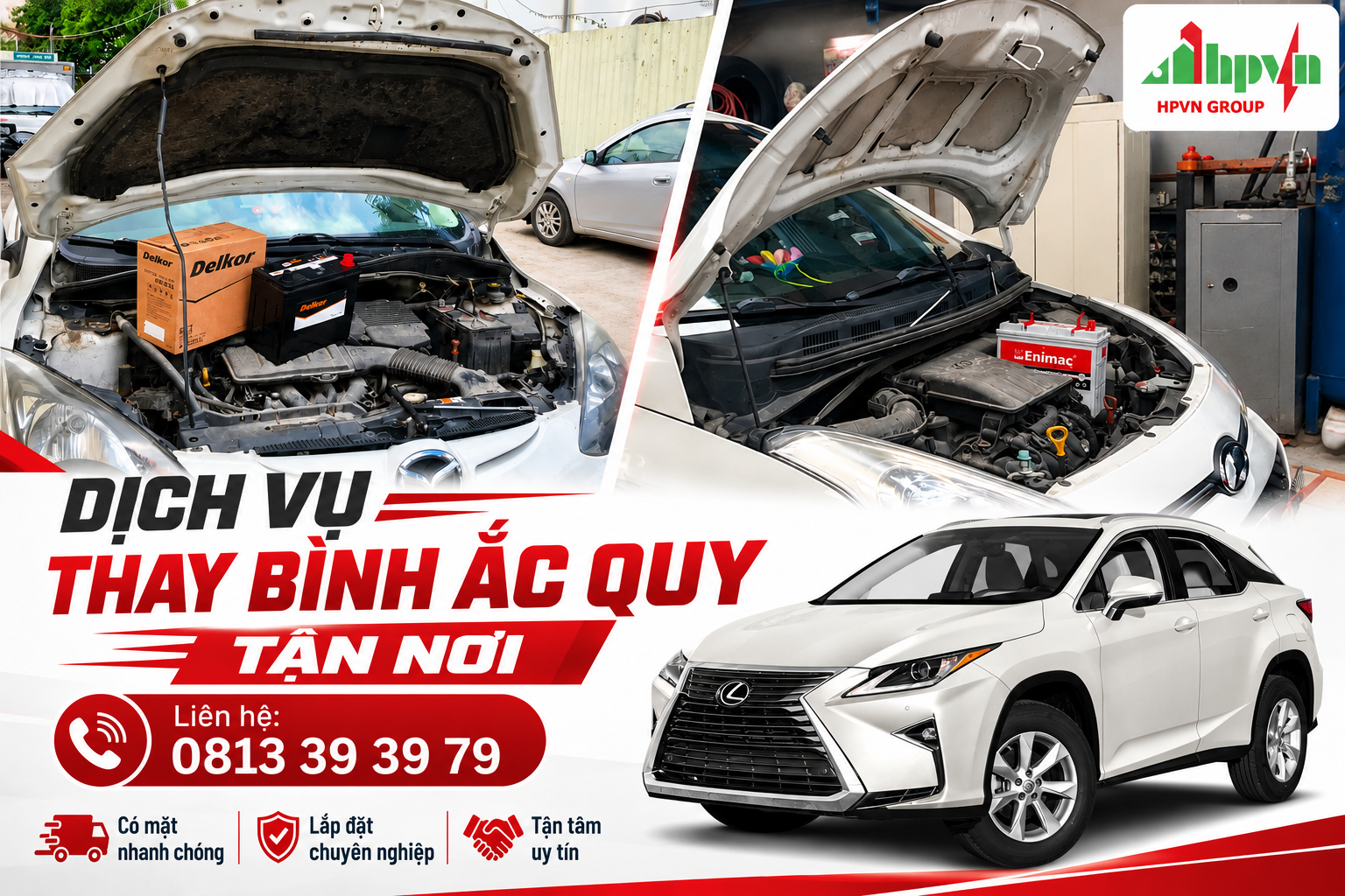Thay bình ắc quy chho xe Lexus tận nơi  - liên hệ ngya HPVN GROUP 