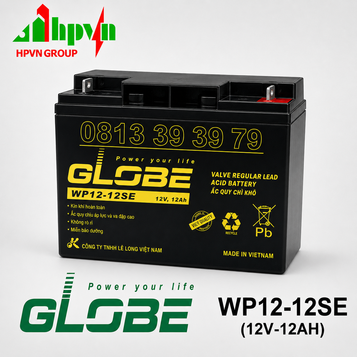Ắc Quy Globe WP12-12 (12V-12Ah)