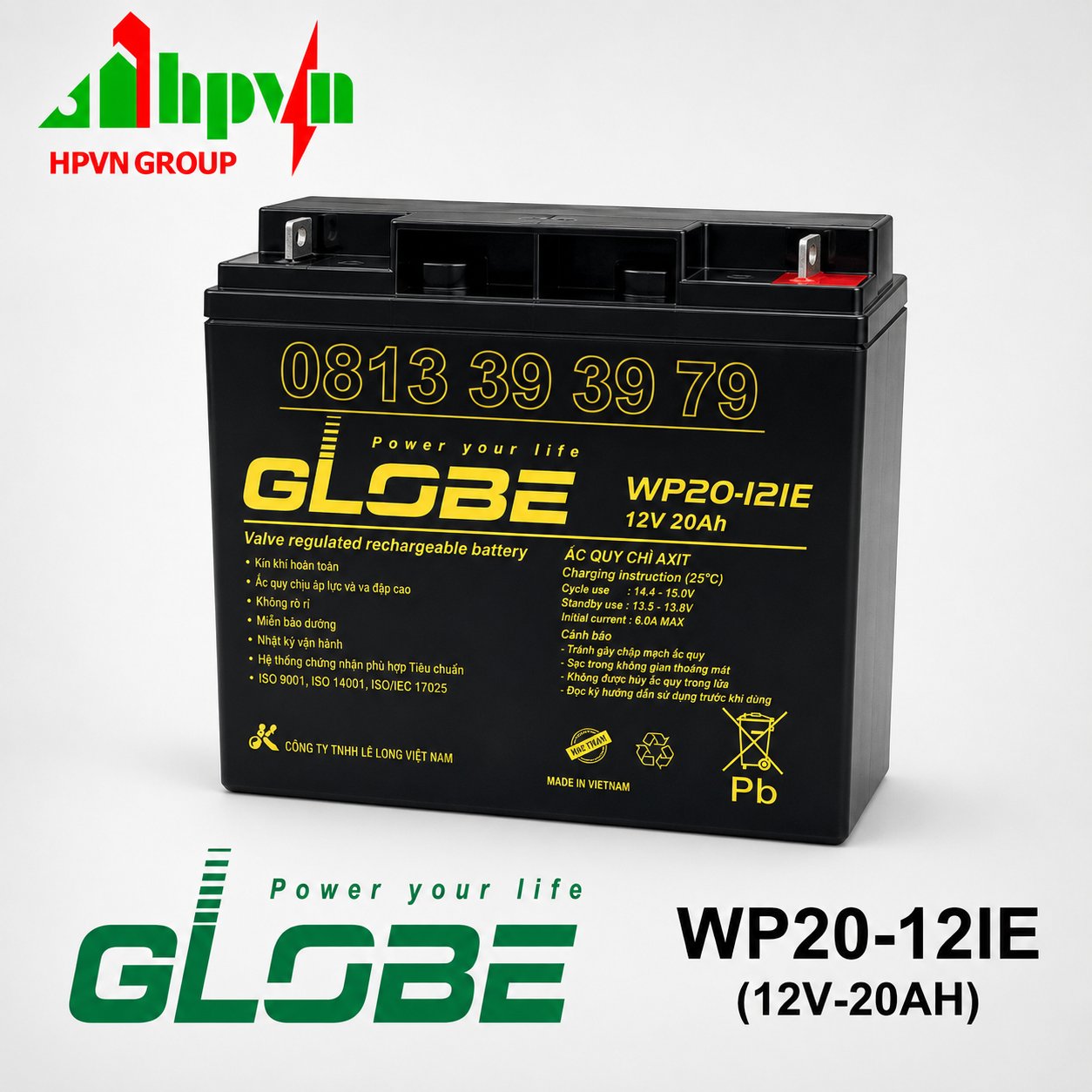 Ắc Quy Globe WP20-12IE (12V-20Ah) 