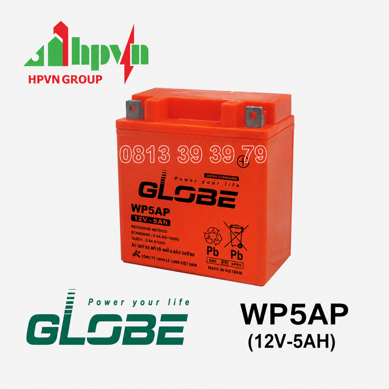 Ắc Quy Globe WP5AP (12V-5Ah)
