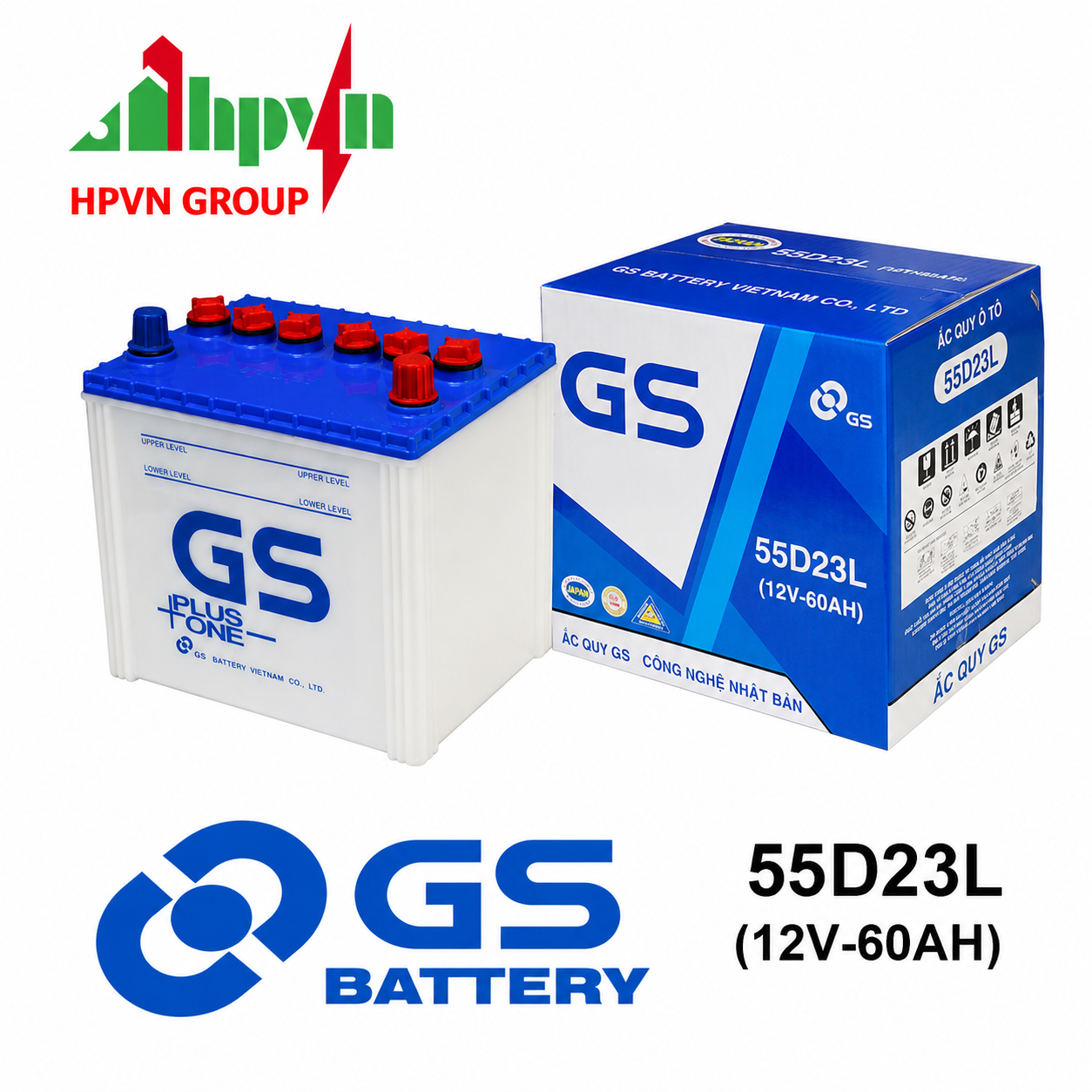BÌNH ẮC QUY GS 55D23L (12V-60AH)