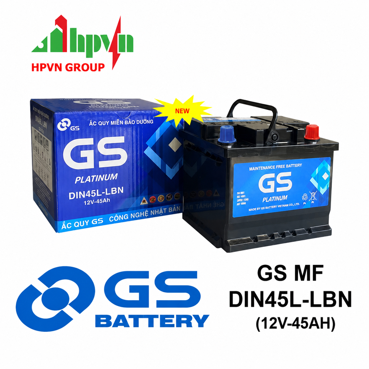 BÌNH ẮC QUY GS MF DIN45L- LBN (12V-45AH)