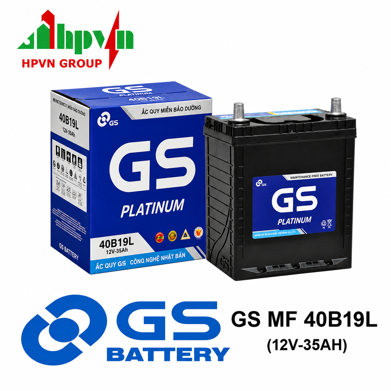 BÌNH ẮC QUY GS MF 40B19L (12V-35AH)
