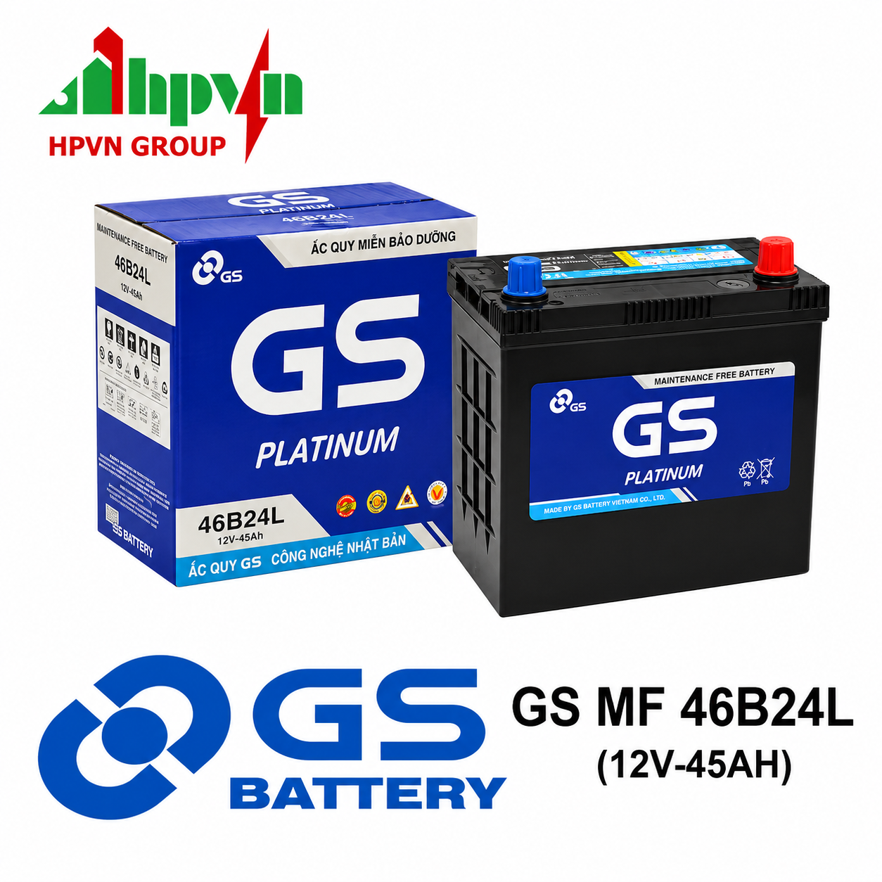 BÌNH ẮC QUY GS MF 46B24L( 12V-45AH)