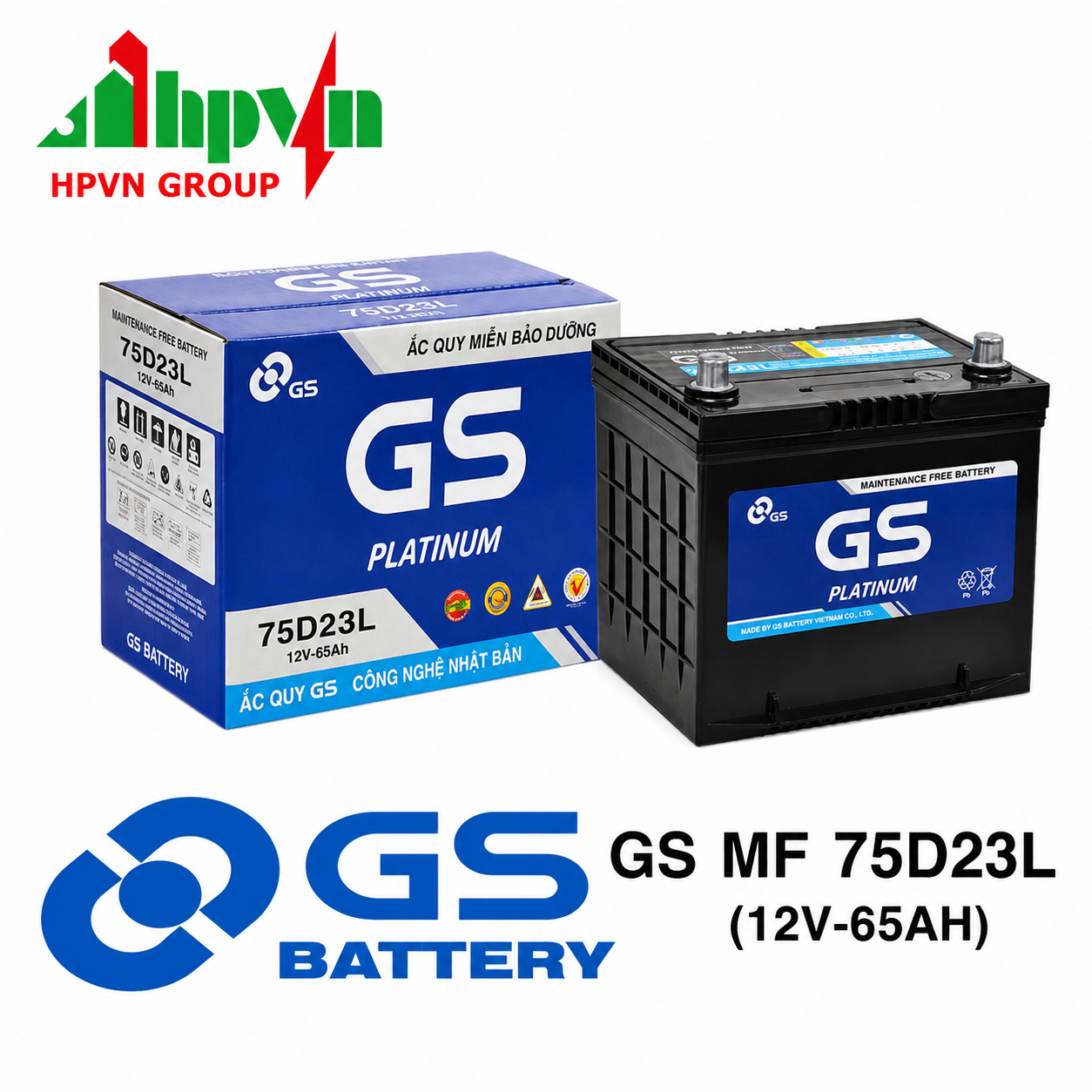  ẮC QUY GS MF 75D23L (12V-65AH)