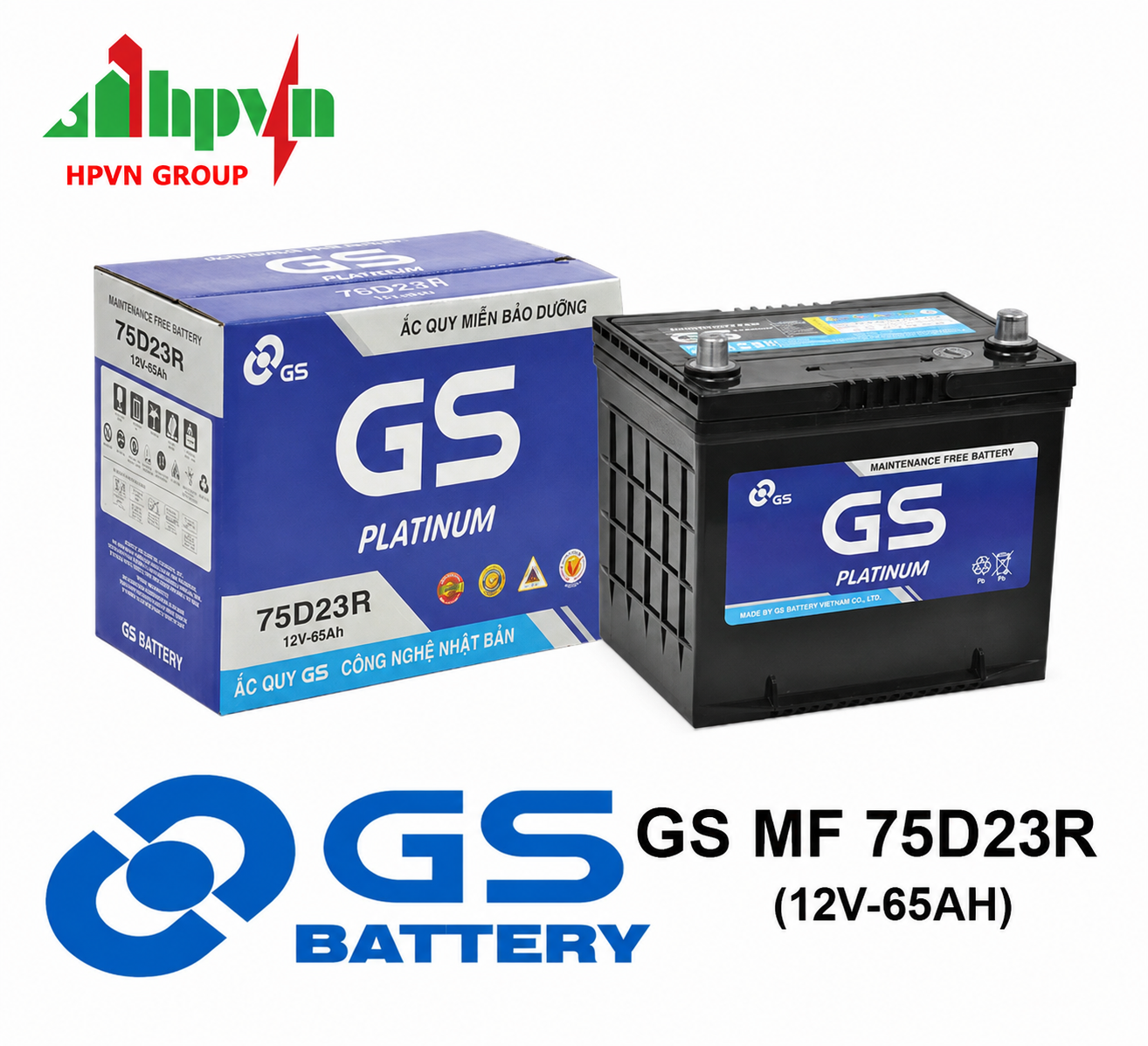 BÌNH ẮC QUY GS MF 75D23R (12V-65AH)