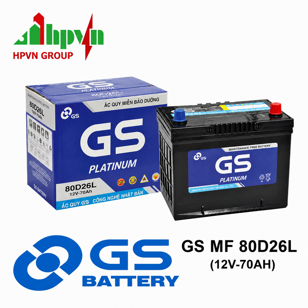 ẮC QUY GS MF 80D26L (12V-70AH)