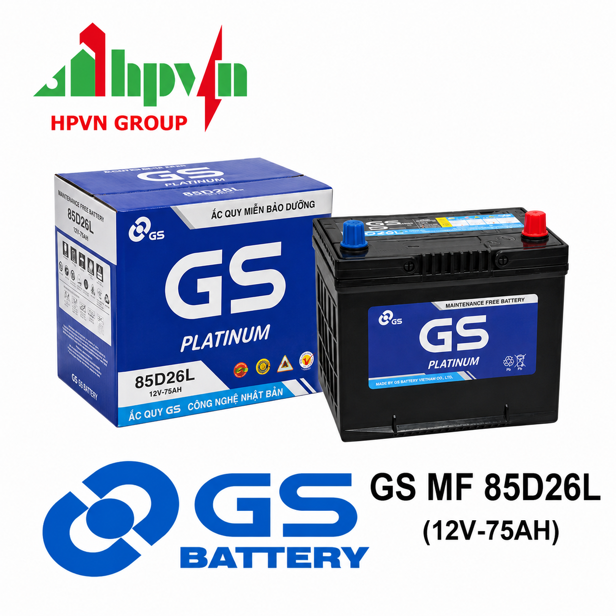 BÌNH ẮC QUY GS MF 85D26L (12V-75AH)