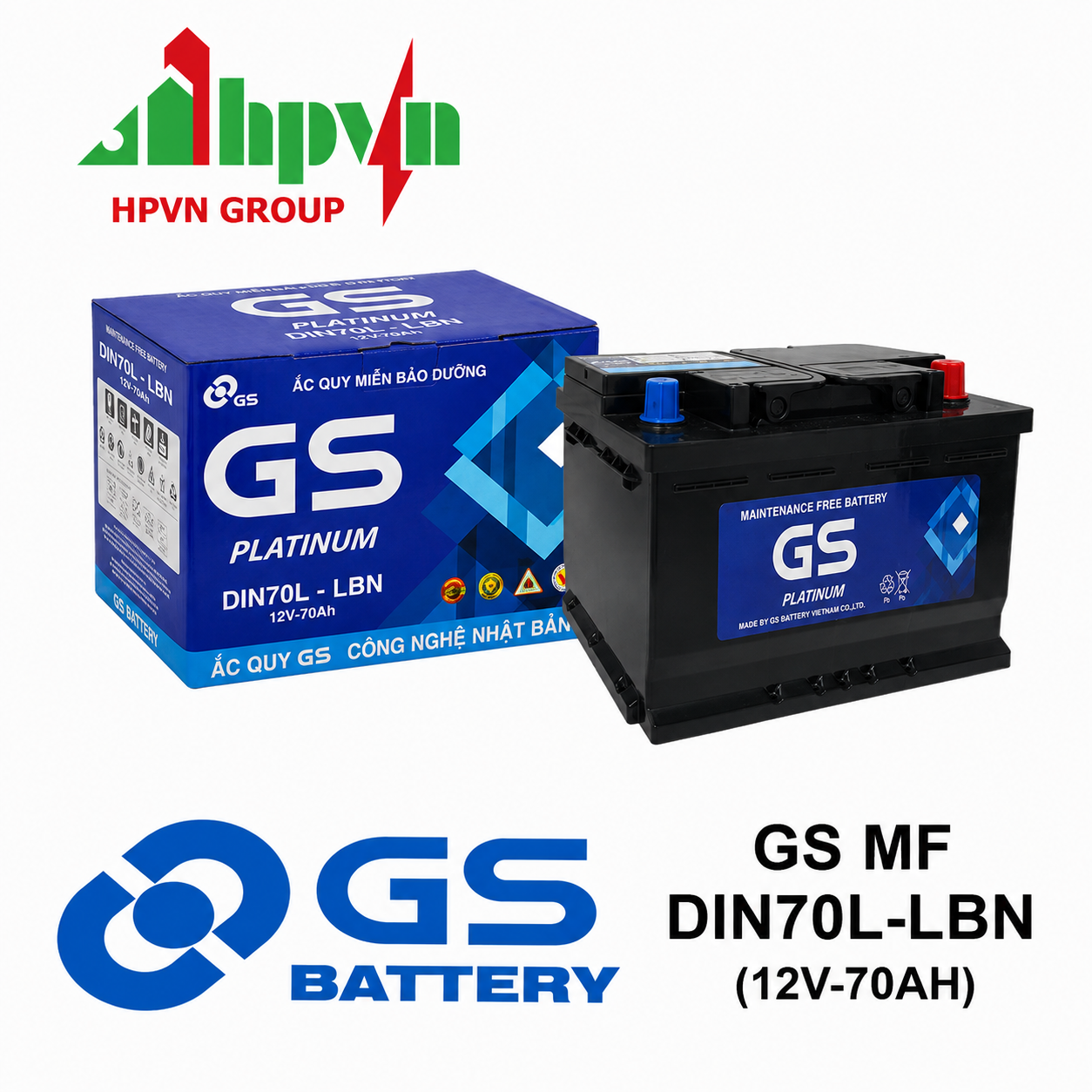 ẮC QUY GS MF DIN 70L-LBN (12V-70AH)